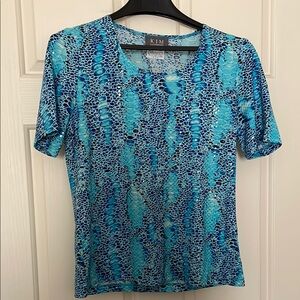 Kim & Company Blue Sparkly Patterned Women's Top (sz s)